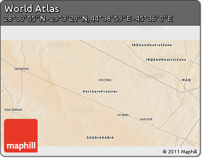 Satellite 3D Map of the Area around 28° 47' 8" N, 45° 7' 30" E