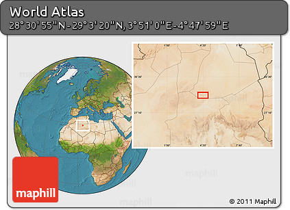 Satellite Location Map of the Area around 28° 47' 8" N, 4° 19' 30" E
