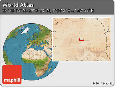 Satellite Location Map of the Area around 28° 47' 8" N, 4° 19' 30" E