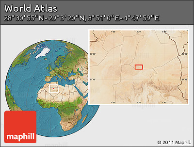 Satellite Location Map of the Area around 28° 47' 8" N, 4° 19' 30" E