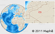 Shaded Relief Location Map of the area around 28° 47' 8" N, 4° 10' 30" W