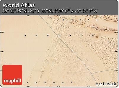 Satellite Map of the Area around 28° 47' 8" N, 4° 10' 30" W