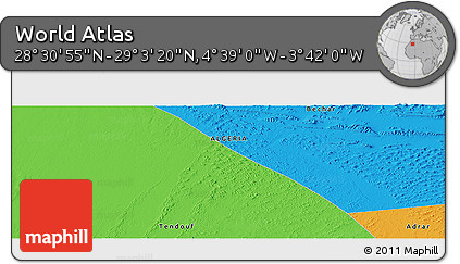 Political Panoramic Map of the Area around 28° 47' 8" N, 4° 10' 30" W