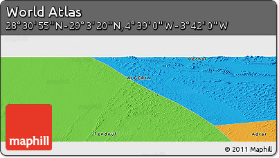Political Panoramic Map of the Area around 28° 47' 8" N, 4° 10' 30" W