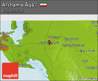 Physical 3D Map of Aḩsham-e Āqā'ī