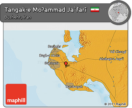 Political 3D Map of Tangak-e Moḩammad Ja`farī