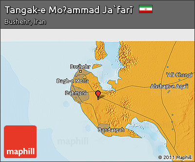 Political 3D Map of Tangak-e Moḩammad Ja`farī