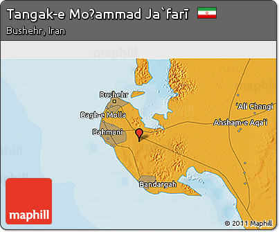 Political 3D Map of Tangak-e Moḩammad Ja`farī