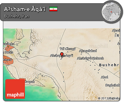 Satellite 3D Map of Aḩsham-e Āqā'ī