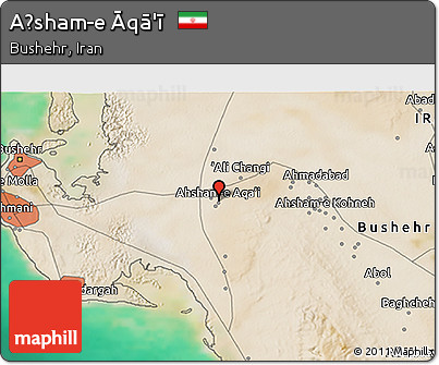 Satellite 3D Map of Aḩsham-e Āqā'ī