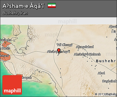 Satellite 3D Map of Aḩsham-e Āqā'ī