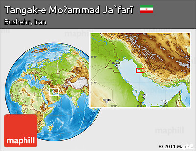 Physical Location Map of Tangak-e Moḩammad Ja`farī