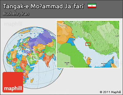 Political Location Map of Tangak-e Moḩammad Ja`farī