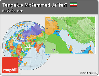 Political Location Map of Tangak-e Moḩammad Ja`farī