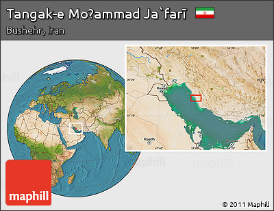 Satellite Location Map of Tangak-e Moḩammad Ja`farī