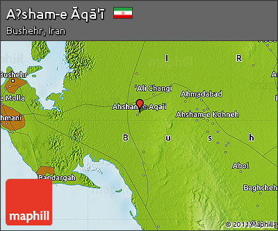 Physical Map of Aḩsham-e Āqā'ī