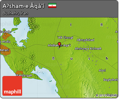 Physical Map of Aḩsham-e Āqā'ī