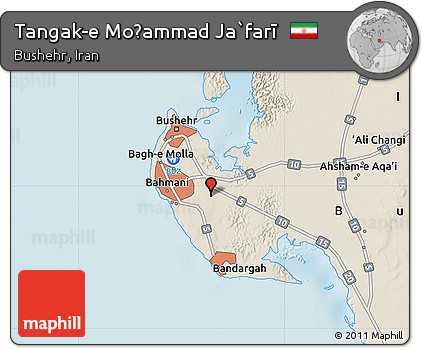 Shaded Relief Map of Tangak-e Moḩammad Ja`farī