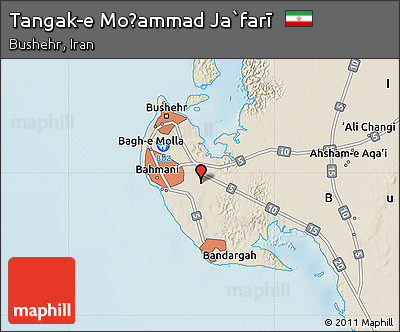 Shaded Relief Map of Tangak-e Moḩammad Ja`farī