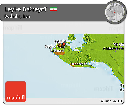 Physical Panoramic Map of Leyl-e Baḩreynī