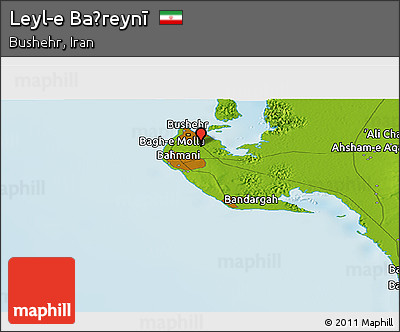 Physical Panoramic Map of Leyl-e Baḩreynī