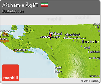 Physical Panoramic Map of Aḩsham-e Āqā'ī