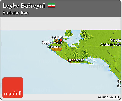 Physical Panoramic Map of Leyl-e Baḩreynī