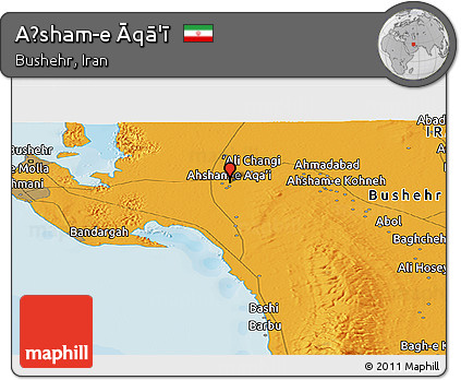 Political Panoramic Map of Aḩsham-e Āqā'ī