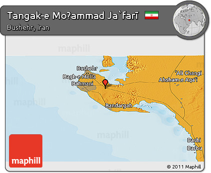 Political Panoramic Map of Tangak-e Moḩammad Ja`farī