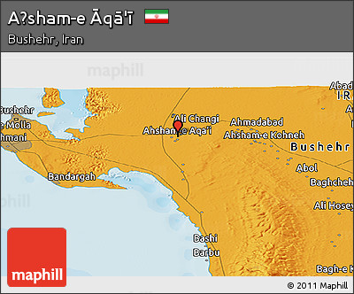 Political Panoramic Map of Aḩsham-e Āqā'ī