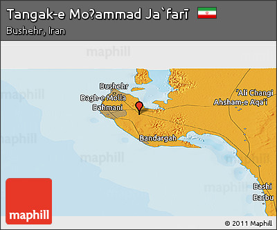 Political Panoramic Map of Tangak-e Moḩammad Ja`farī