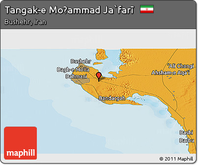 Political Panoramic Map of Tangak-e Moḩammad Ja`farī