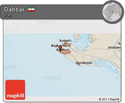 Shaded Relief Panoramic Map of Dabbas