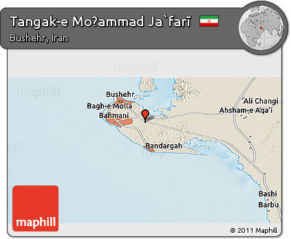 Shaded Relief Panoramic Map of Tangak-e Moḩammad Ja`farī