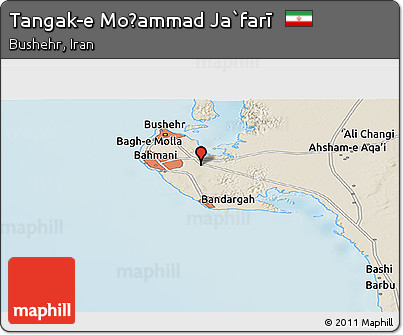 Shaded Relief Panoramic Map of Tangak-e Moḩammad Ja`farī