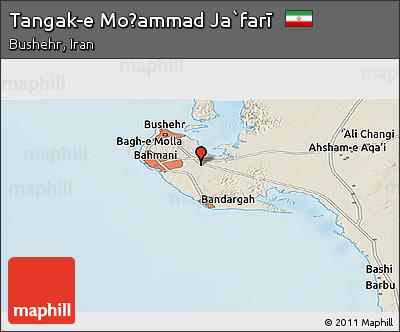 Shaded Relief Panoramic Map of Tangak-e Moḩammad Ja`farī