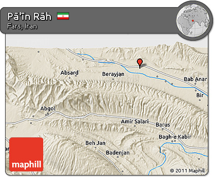 Shaded Relief 3D Map of Pā'īn Rāh