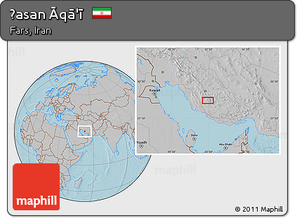 Gray Location Map of Ḩasan Āqā'ī, hill shading