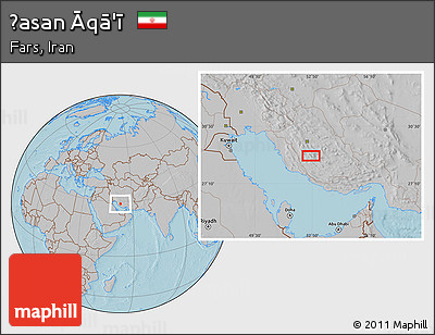 Gray Location Map of Ḩasan Āqā'ī, hill shading