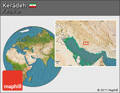 Satellite Location Map of Kerādeh