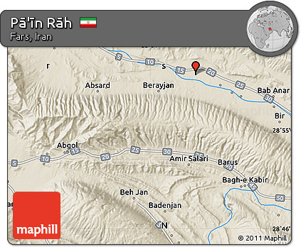 Shaded Relief Map of Pā'īn Rāh