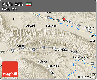 Shaded Relief Map of Pā'īn Rāh