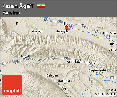 Shaded Relief Map of Ḩasan Āqā'ī