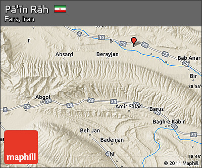 Shaded Relief Map of Pā'īn Rāh