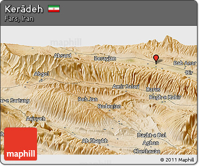 Satellite Panoramic Map of Kerādeh