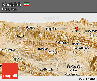 Satellite Panoramic Map of Kerādeh