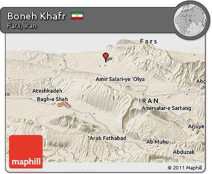 Shaded Relief Panoramic Map of Boneh Khafr