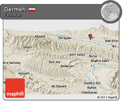 Shaded Relief Panoramic Map of Dermeh