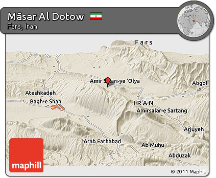 Shaded Relief Panoramic Map of Māsar Al Dotow
