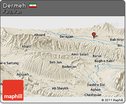 Shaded Relief Panoramic Map of Dermeh